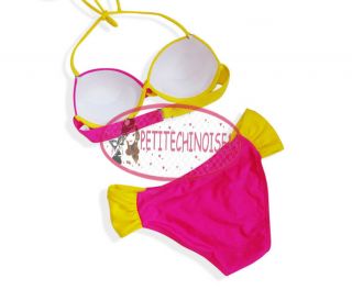 Sexy Neon Two Tone Color Push Up Bikini Set Bademode Badeanzug GW325