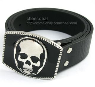 Demon Skull Bone Mens Buckle +Leather Belt waist 36 38