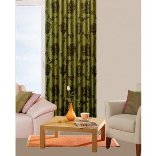 Edler Jacquard Schlaufenschal Vorhang in grün mit Ornament Design