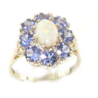 Damen Ring 9 Karat (375) Weißgold mit Opal Tansanit   Größe 50 (15