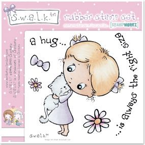 Rubber Stamp Motivstempel Hugs Spruch Girl Mädchen Katze 332