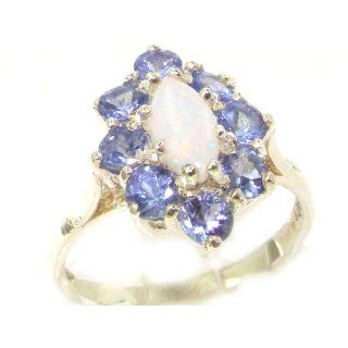 Damen Ring 9 Karat (375) Weißgold mit Opal Tansanit   Größe 50 (15