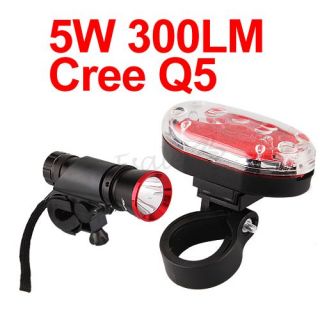 CREE Q5 5W LED Fahrrad Fahrradlampe Fahrradbeleuchtung + Rücklicht