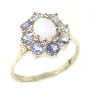 Damen Ring 9 Karat (375) Weißgold mit Opal Tansanit   Größe 50 (15