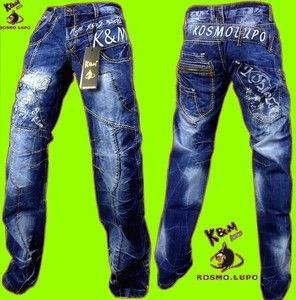 Kosmo Lupo KM322 Designer Jeans Hose Cargo Herren Stone washed