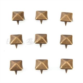 100X 12X12mm Metall DIY Pyramiden Nieten Ziernieten Gothic Bronze
