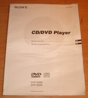 Bedienungsanleitung Sony CD DVD Player DVP S335 DVP S336 in deutsch