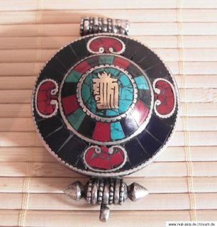 Amulett Tibet Gau ~ Kalachakra ~ Lotus ~ Ghau (329)