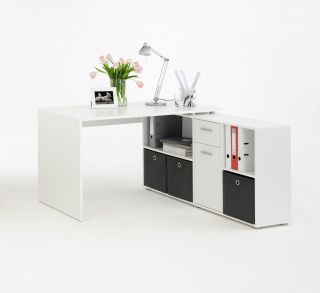 353 001 Schreibtisch Bürotisch Büro Winkelkombination LEX Weiss
