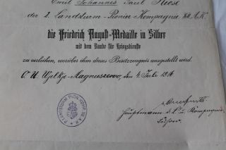 Friedrich August Medaille in Silber + Urkunde+Besitzzeugnis+Ordensband