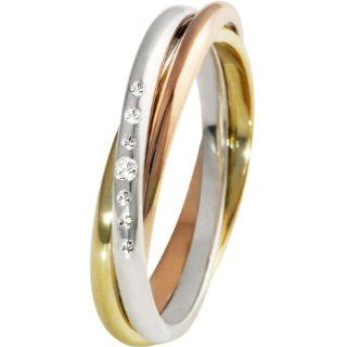 Goldmaid Ring 585 Tricolor 7 Diamanten 0,05ct Gr. 56 Pa R3424TR56