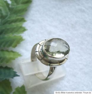 ausgefallener Ring mit einem facettierten Prasiolith ( grüner