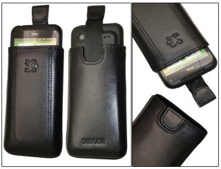 HTC Incredible S   Schutzhülle Ledertasche Case SCHWARZ