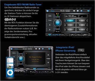 7zoll Doppel DIN 2DIN Navi DVD Autoradio Touch Bluetooth® GPS iPod TV