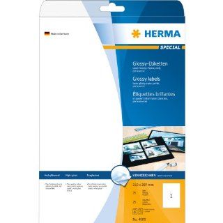 Herma Etiketten A4 4909 210x297 mm Papier glänzend 25 Stück weiß