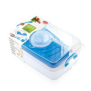 Snips Lunchbox 2 l, unterteilt, mit Kühlakku und Besteck, transparent