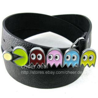 Game Pac Man Video Funny Buckle Genuine Leather Belt