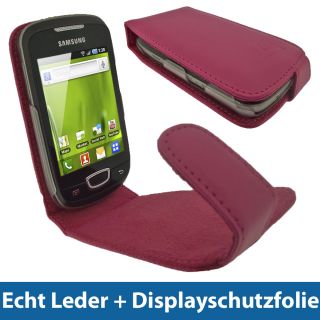 Pink PU Leder Tasche fuer Samsung Galaxy Mini S5570 Handy Schutz