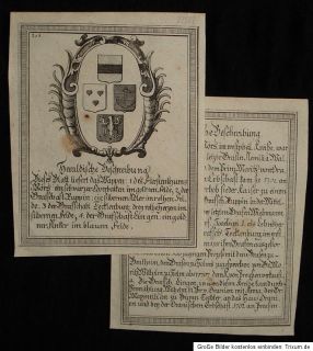 c1790 Wappen Moers Ruppin Tecklenburg Lingen Kupfer & Textblatt 203