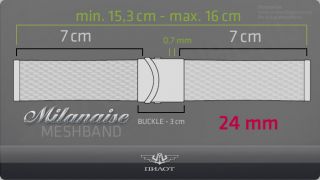 EDELSTAHLBAND MILANAISE Armband mesh bracelet 24mm pol.