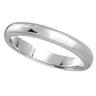 Allurez   950 Palladium Wedding Band Dome Comfort Fit Milgrain (3mm)