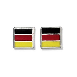 Schmuck Pur Echt 925/  Silber Ohrstecker Deutschland Flagge 