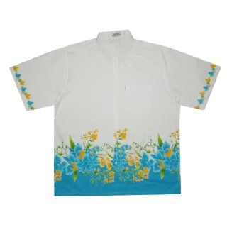 Herren UP.ON Hawaiian Style Summer Island Shirt From Thailand   White