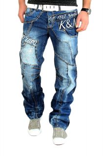 Kosmo Lupo Designer Jeans Hose Cargo Style Blau Verwaschen Clubwear