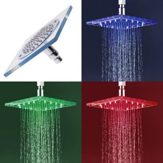 Square 7 Color LED Shower Head Automatic Control water