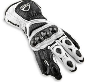 Ducati Runner Lederhandschuhe Handschuhe Schwarz Weiß Carbon Leder
