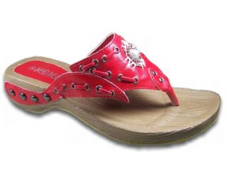 Damen Zehentrenner NEU Pantoletten Schuhe Schlappen Holz Optik