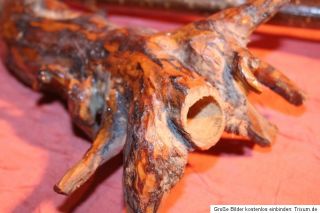 UNIKAT antike Jäger Pfeife Jägerpfeife selbstgebaut aus Wurzel Deko