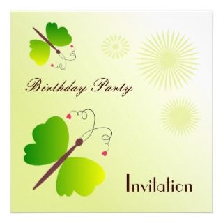 Butterflies, birthday party inviation custom invitation