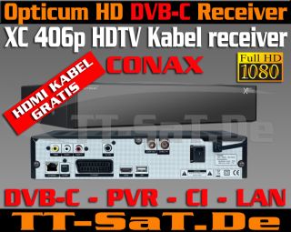 Opticum HD XC 406p HDTV Kabelreceiver DVB C mit CI Conax USB LAN 1080p