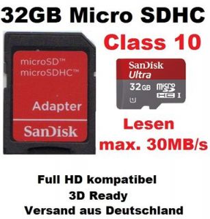 32GB microSDHC Mobile Ultra Speicherkarte SanDisk, CLASS 10, Lesen max