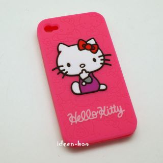 Silikon Hülle Case Schale iphone 4 Hello Kitty Pink Süß