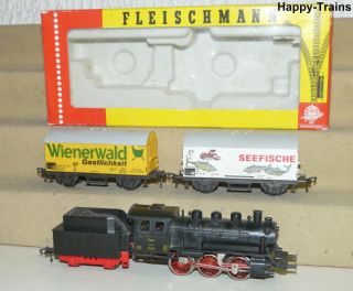 3x Fleischmann / Dampflok 4125 Lok 25 + 5042 + 5041 Güterwagen H0 tlw