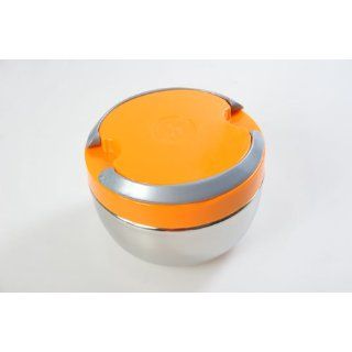 Tetra runde Lunchbox aus Edelstahl, mit orangem Deckel (STXC1300ml DE)