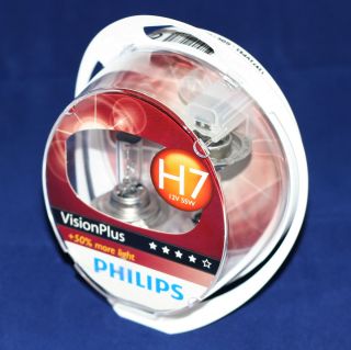 PHILIPS H7 VISION PLUS MORE LIGHT HEADLIGHT BULBS PAIR