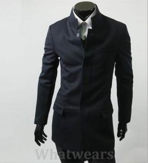 Herren chinesisch Anzug Stehkragen einreihig Sakko Jacke Mantel