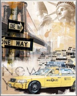Metallic Effektbild NY   Cabs New York Straßen Verkehr Big Apple