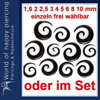 Dehnungsspirale 1,6 10mm / 8er Set 2 10mm Expander Schwarz Piercing