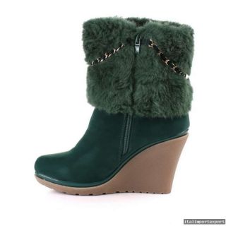 NEU  Keilabsatz Warmfutter Damenstiefelette Veloursleder  Optik Ankle