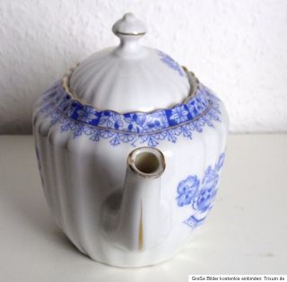 China blau alte Teekanne 0,65 Liter mit Kronenmarkung