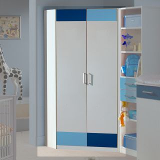 NEU* Babyzimmer Eckkleiderschrank weiß   blau Kinderzimmer