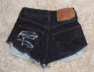 Levis 501 Jeans Shorts W27 Hot Pants High Waist blogger ripped studded