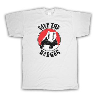 SAVE THE BADGER WILDLIFE RETRO STYLE PROTEST T SHIRT ALL COLOURS AND