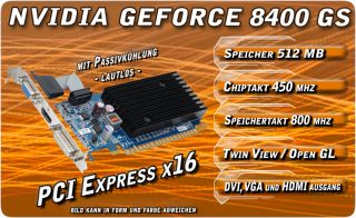 512MB 512 MB GeForce 8400GS 8400 GS Grafikkarte PCI E