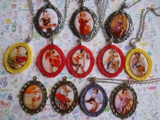 NEW Vintage Style Pin Up Girl Cameo Necklaces