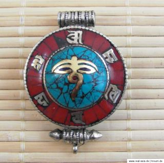 Amulett Tibet Gau ~ OM MANI PADME HUM ~ Prayer Box ~ Ghau (515)